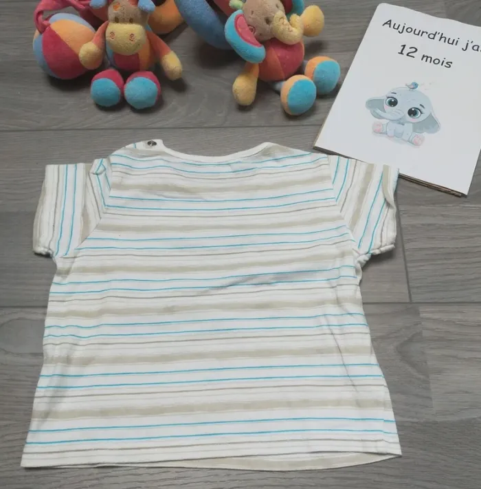 T shirt à rayures bébé garçon 12 mois Kimbaloo - photo numéro 4