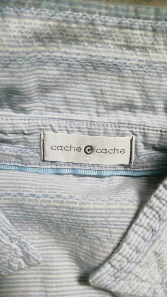 Blouse bleu ciel 38 cache cache fines rayures - photo numéro 2