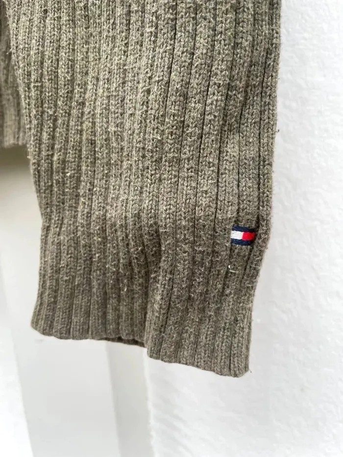 Tommy Hilfiger ribbed crewneck pullover khaki green Mens M - photo numéro 3