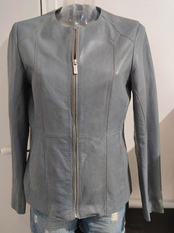 Veste cintrée / blazer / perfecto /spencer cuir  gris bleuté deercraft t 38