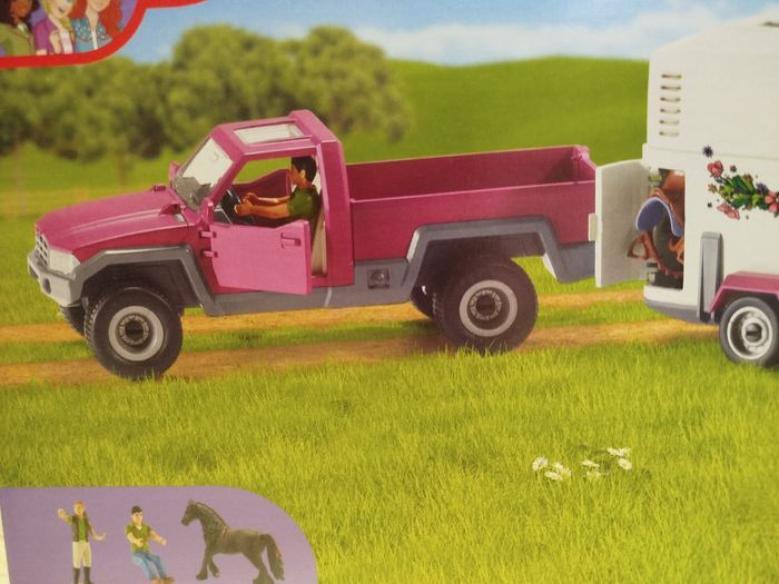 Schleich boîte équitation Pick-up avec remorque cheval et personnages - photo numéro 2