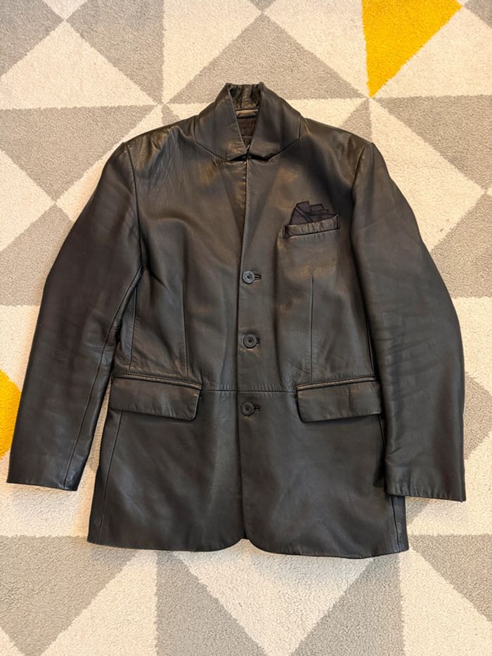 Manteau en cuir noir Jamie Page Taille M