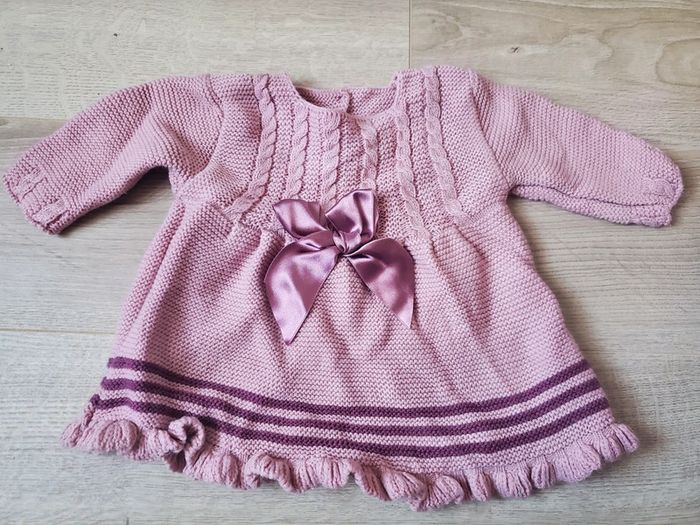 🌴 Robe en laine style vintage lilas violet taille 3 mois