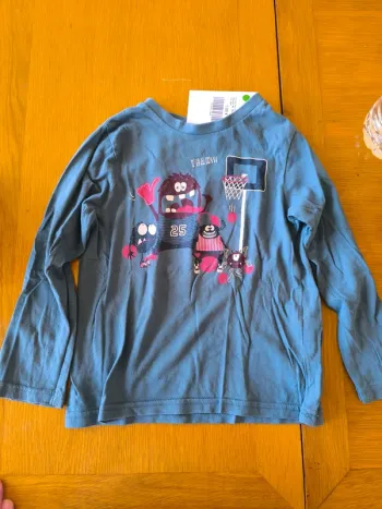 313802 Tee-shirt ML bleu garçon 4 ans kiabi
