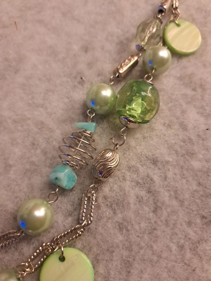 Collier long vert bleu turquoise - photo numéro 8