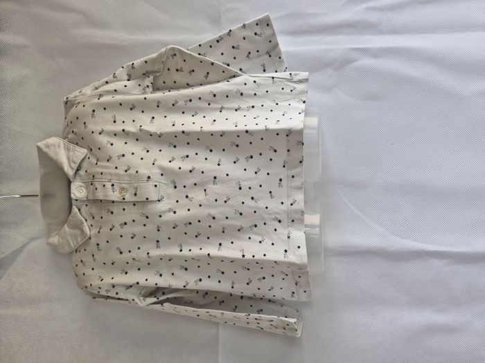 Polo manches longues 24 mois Mots d’enfants Blanc motifs étoiles comètes bleu marine