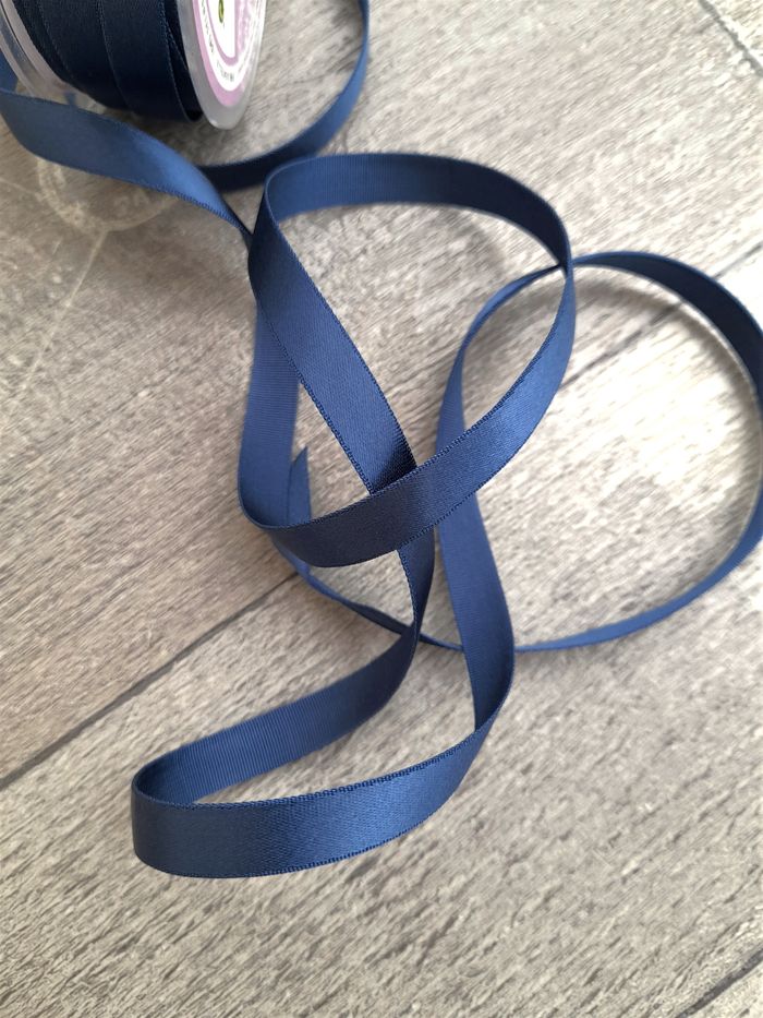 Ruban satin avec surpiqures, bleu marine - photo numéro 2
