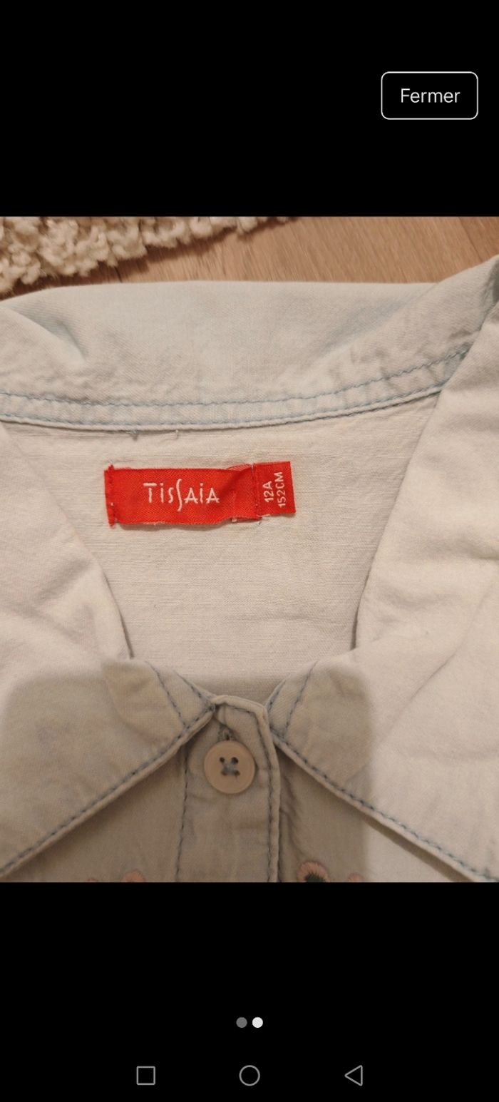 Chemise en jean à fleurs - photo numéro 2