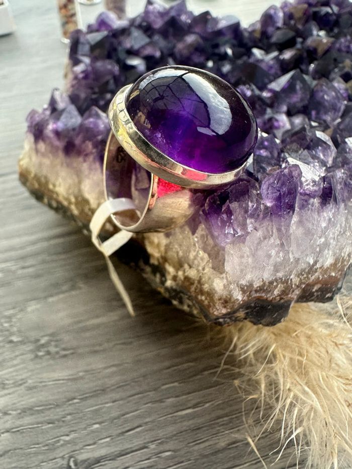 Bague en argent et Améthyste véritable - Pierre véritable - photo numéro 3