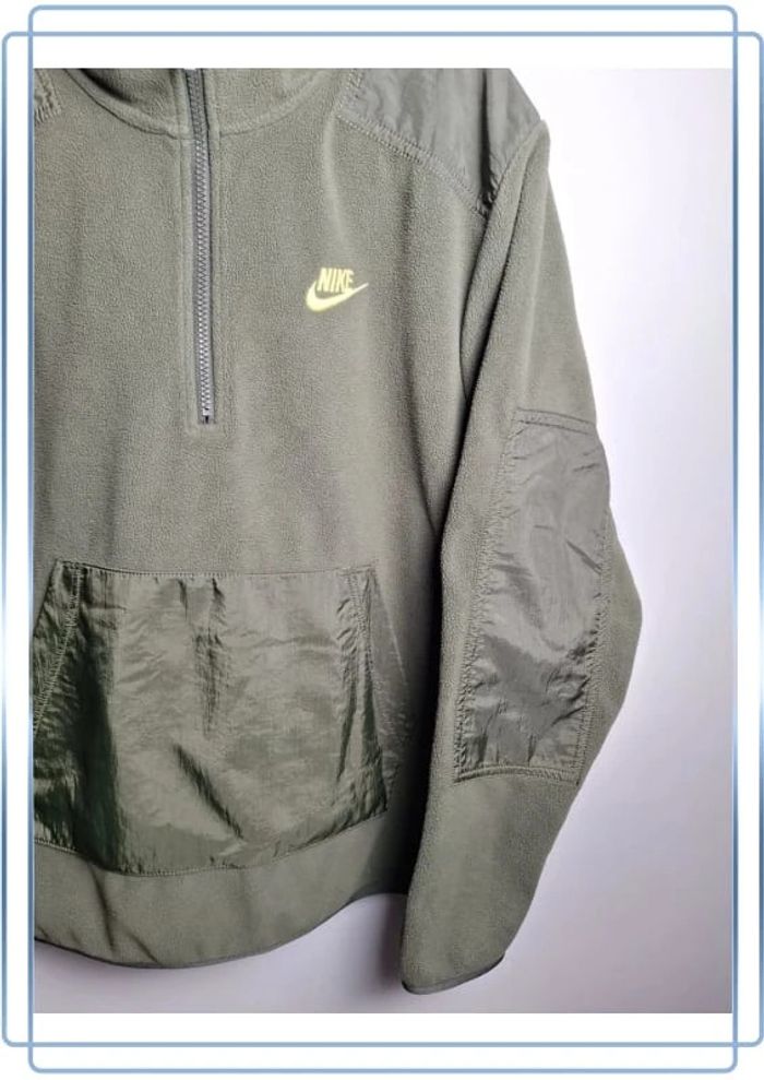 Polaire quart de zip nike / homme / taille S kaki / logo brodé bi matière - photo numéro 3