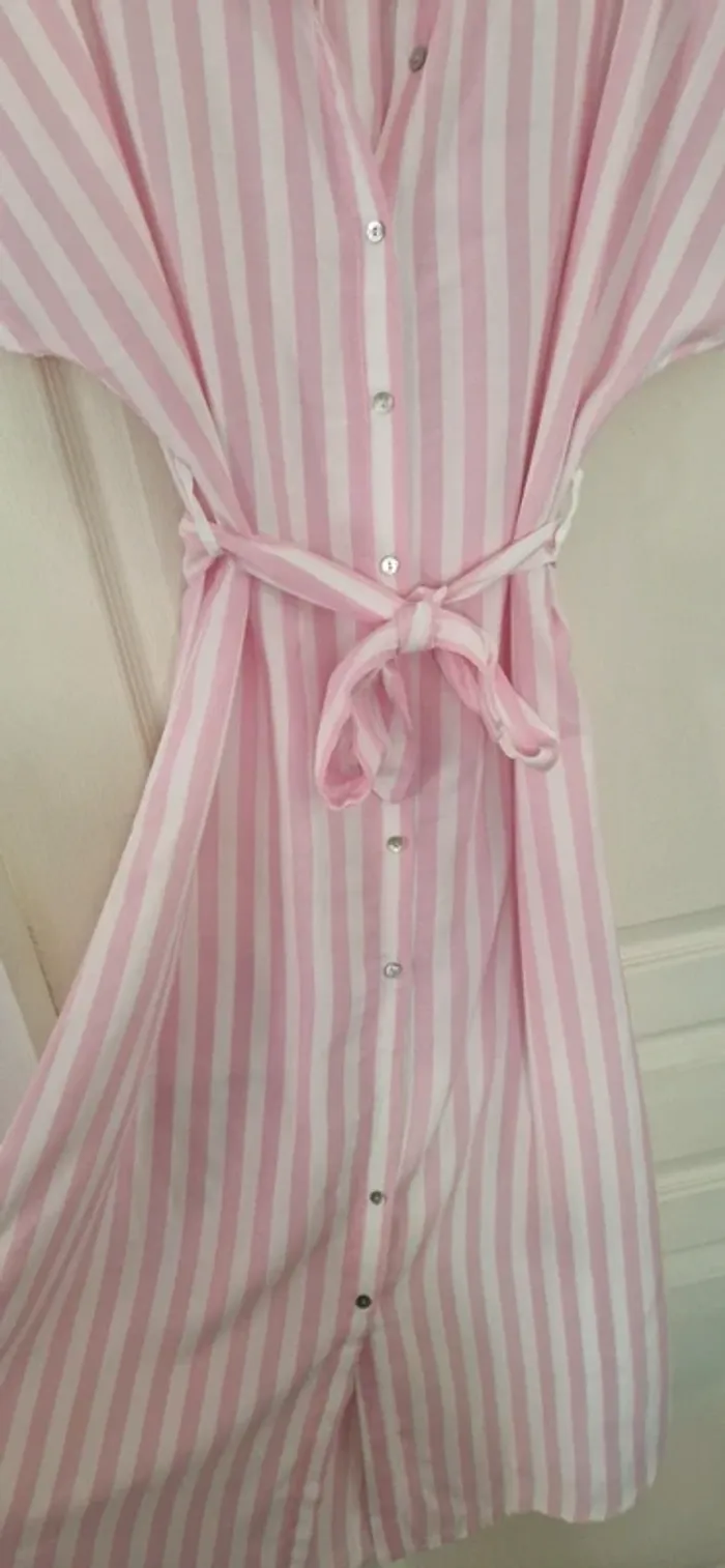 Robe chemise Zeta Otto rose et blanc - photo numéro 10