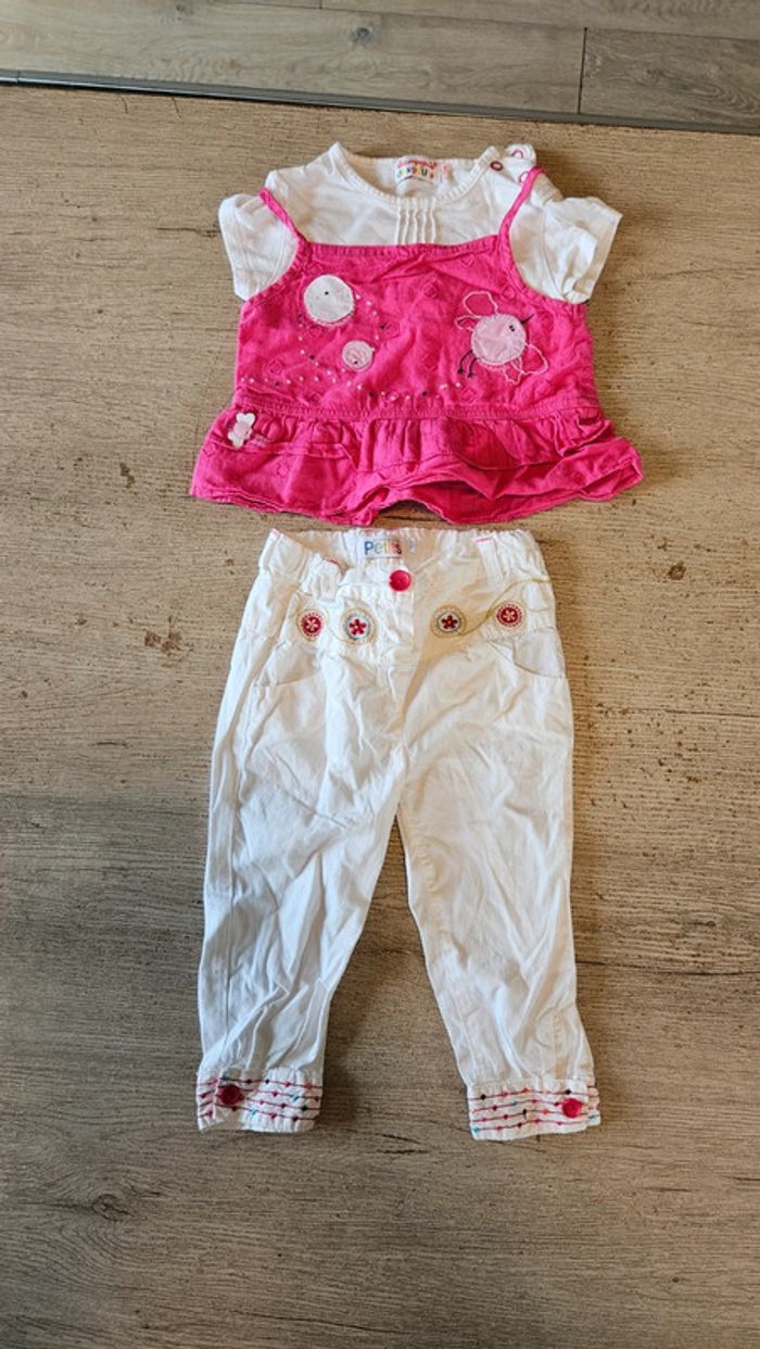 Ensemble blanc et fushia pour fille, La Compagnie des Petits, 18 mois, nickel - photo numéro 3