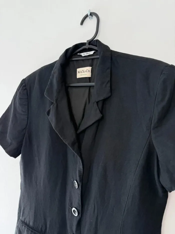 Chemise manches courtes Max & Co femme en lin noire taille 42 très bon état - photo numéro 2