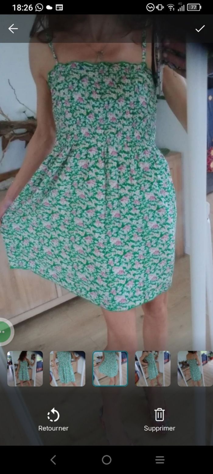 Robe fleurie s vert et rose c76 - photo numéro 3