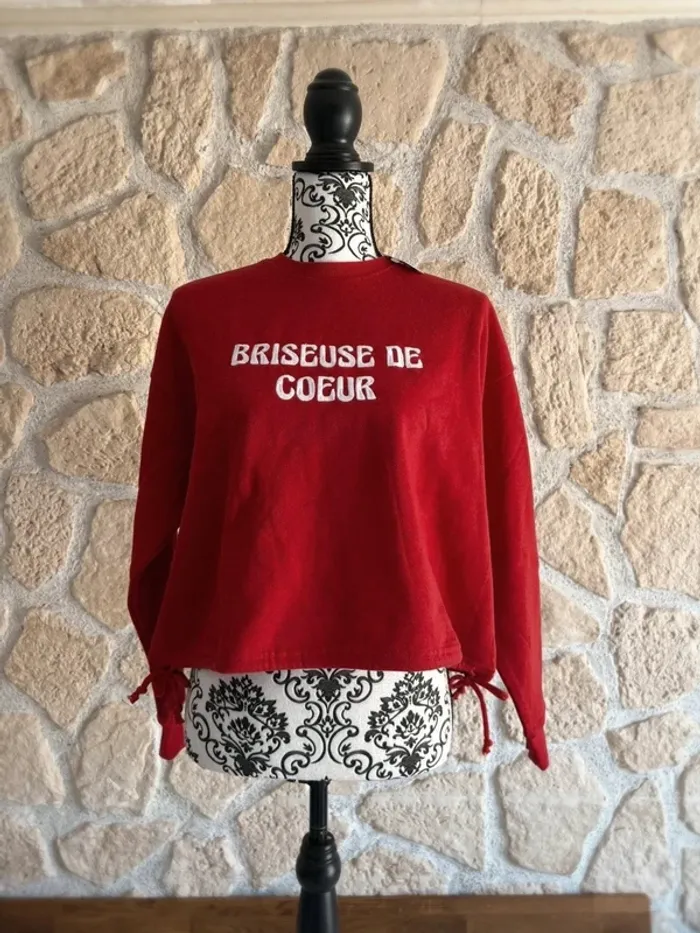 Sweat rouge crop top “Briseuse de Cœur” Undiz – Taille XS - photo numéro 2