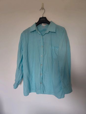 Chemise manches longues bleu ciel 100% lin best connection 46