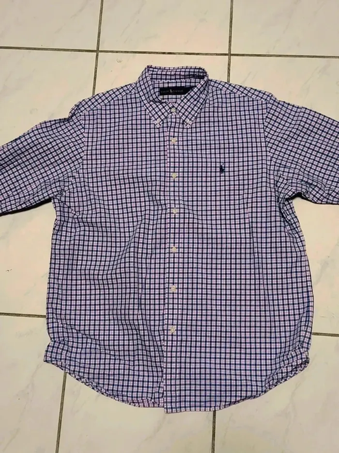 🌟 Chemise Ralph Lauren Vintage Carreaux Rose & Bleu – Taille XL (équivalent XXL FR) - photo numéro 2