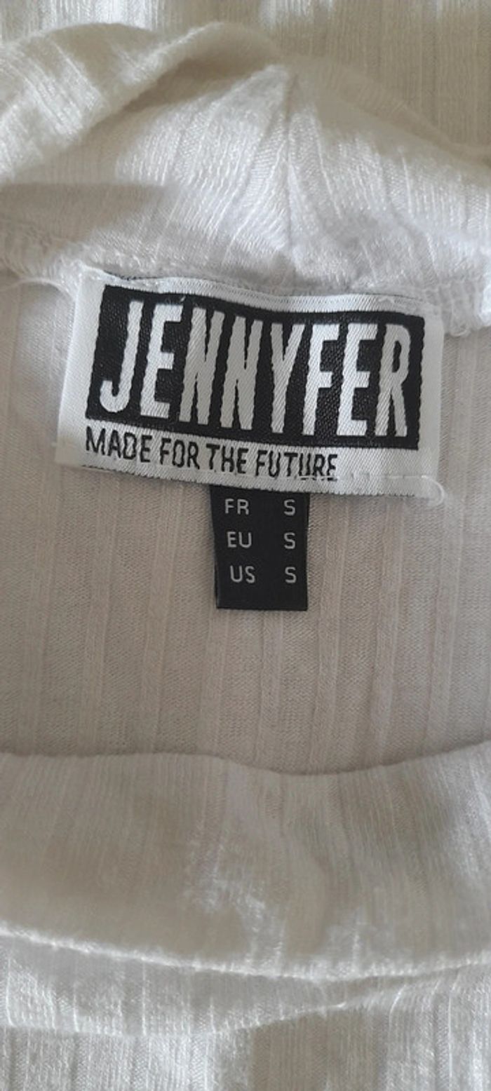 T-shirt top blanc à petit col - photo numéro 7