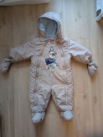 Combi-pilote polaire animaux garçon beige - 12-18m