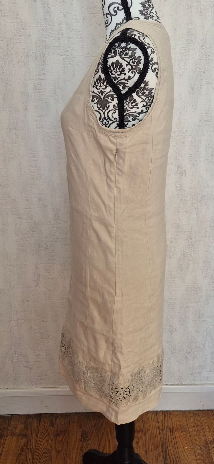 Robe Gérard Darel taille 36/S soie/lin beige broderie bas de robe - photo numéro 4
