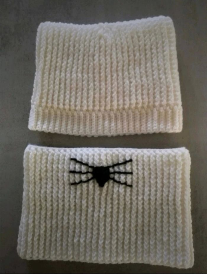 Ensemble bonnet et snood chat taille 2-4 ans - photo numéro 2