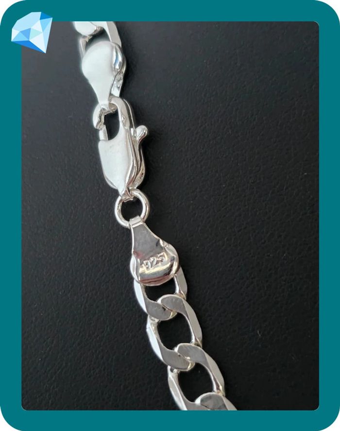 Collier maille gourmette 6mm 50cm plaquage argent - photo numéro 4