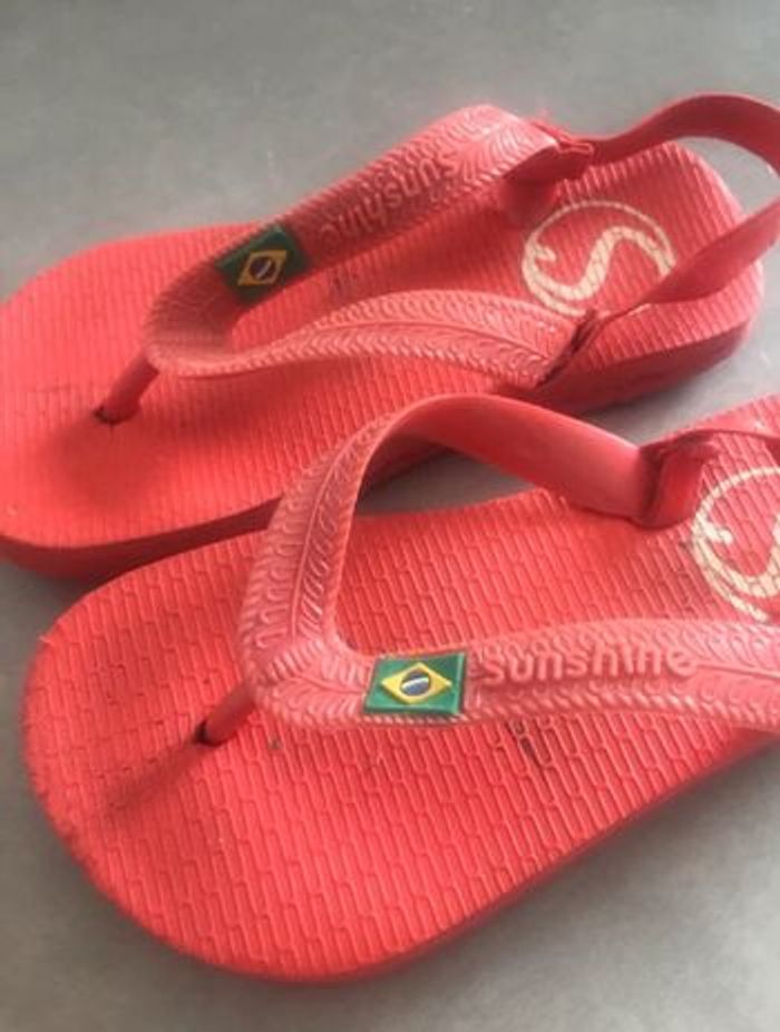 Paire de tong enfant fille garçon rouge 26 / 27 sunshine Brésil