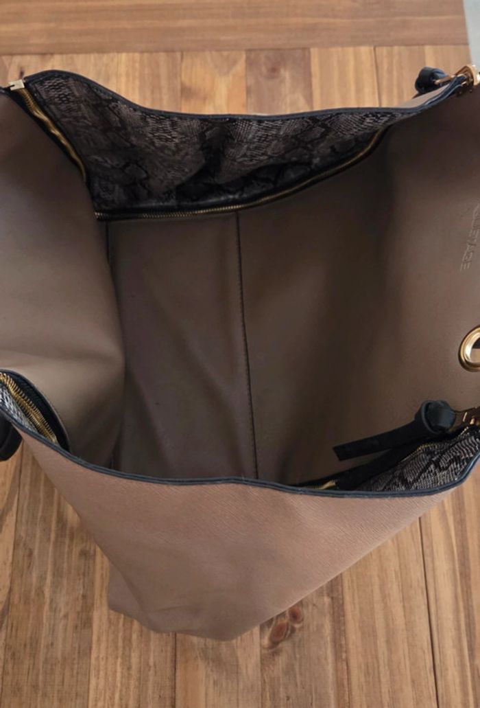 Sac à main main Paquetage noir et marron beige - photo numéro 8