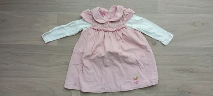 Robe rose velours rose pâle 12M