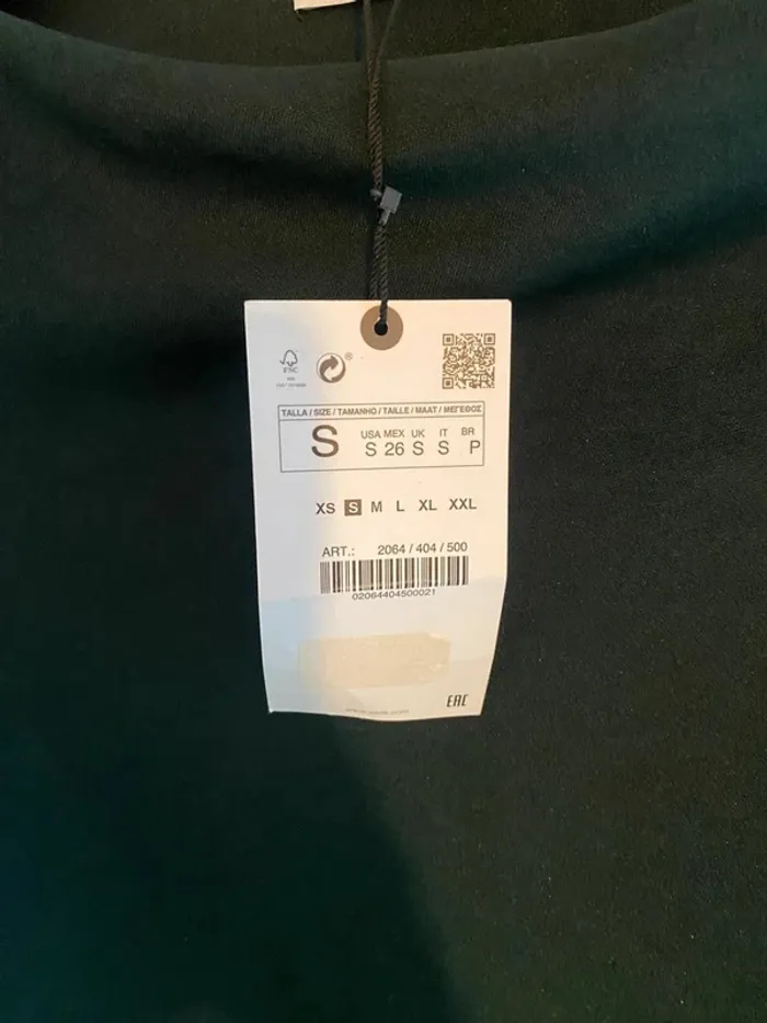 Robe longue cintrée effet drapé vert foncé Zara taille S neuve avec étiquette - photo numéro 4