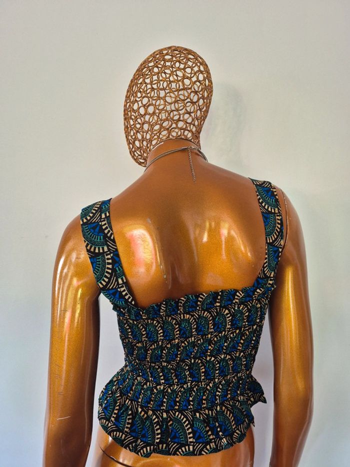 Top Court Plissé Bleu Femme Taille L/40 - photo numéro 2