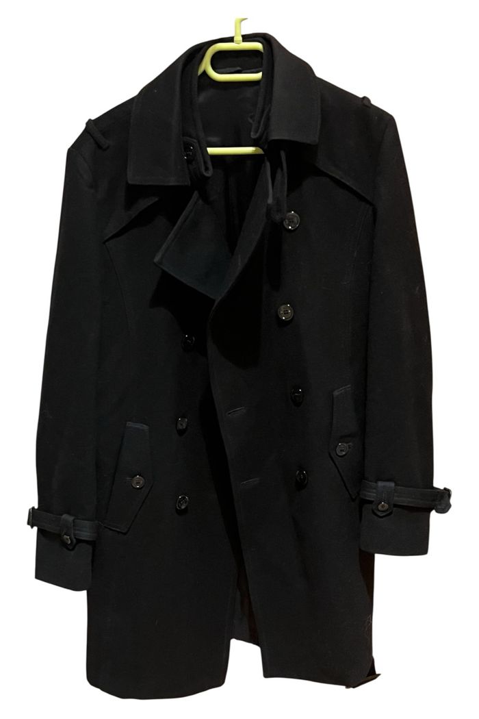 Manteau trench noir Daniele Alessandrini homme – T48 laine vierge, chic et intemporel