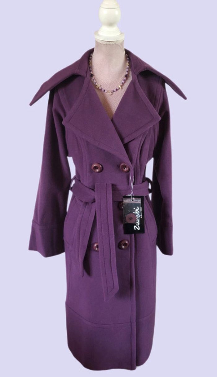 💜Superbe manteau long laine cachemire mauve neuf avec étiquette vintage 00s wool cashmere coat💜 - photo numéro 11