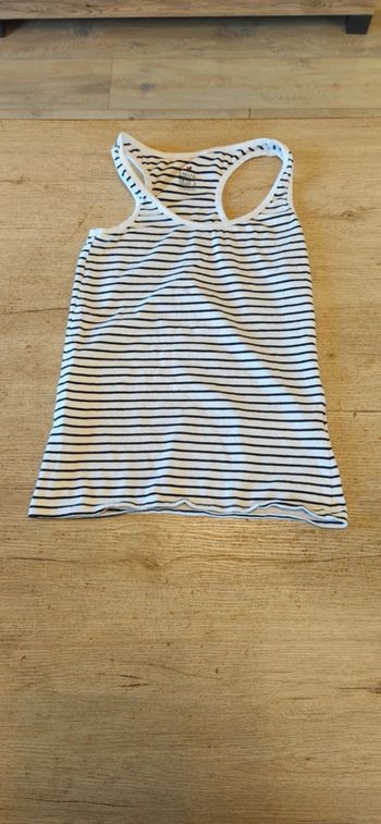 Débardeur blanc ligné noir, Clockhouse, taille S, nickel