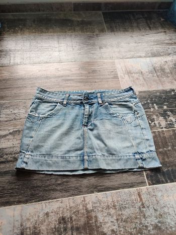 jupe en jean effet délavé
