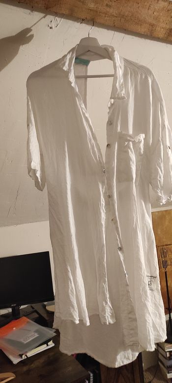 Robe blanche lin et coton