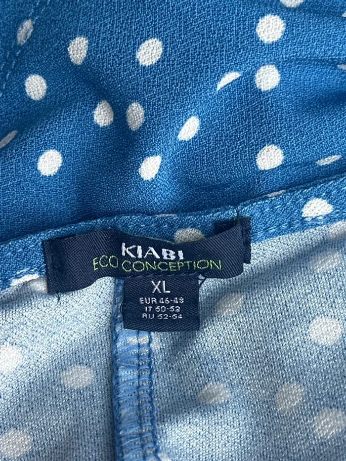 Robe d’été légère manches courtes bleu à pois blancs 42/XL - photo numéro 5