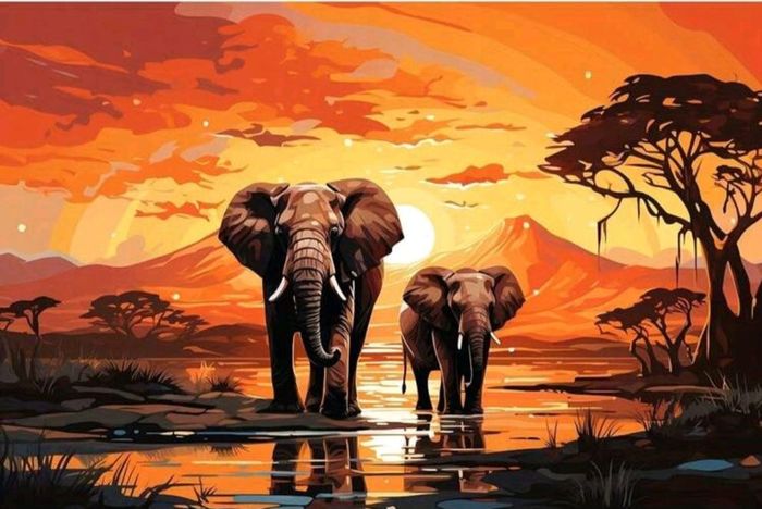 Diamond painting éléphants