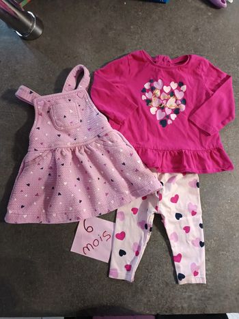 Ensemble 3 pièces coeurs 6 mois