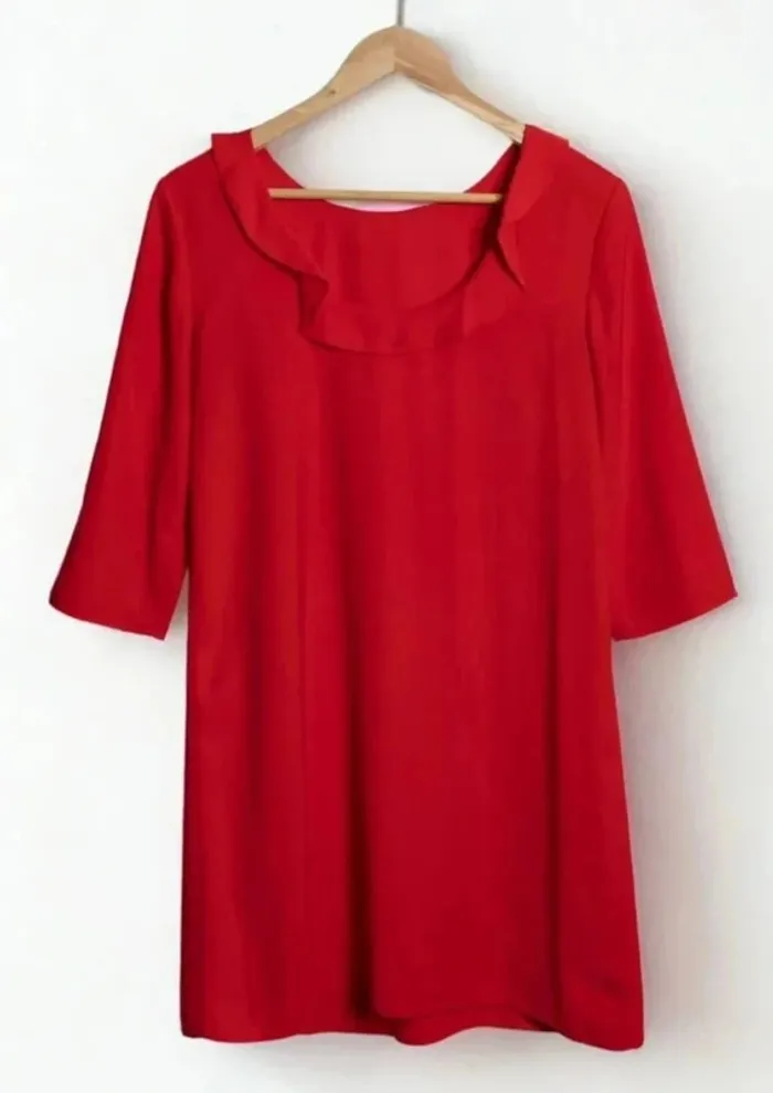 Élégante robe rouge volants coupe évasée L’atelier de Camille Taille S - photo numéro 5
