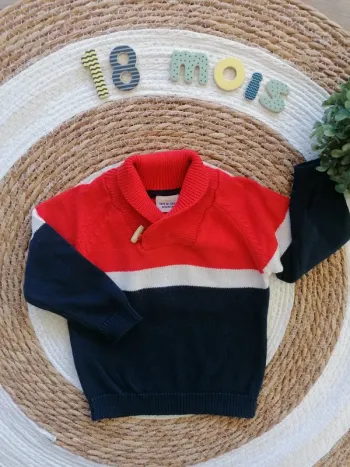Pull tricolore - Tape à l'oeil - 18 mois
