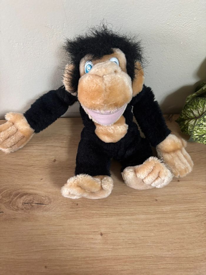 Peluche singe chimpanzé noir beige waikiki vintage