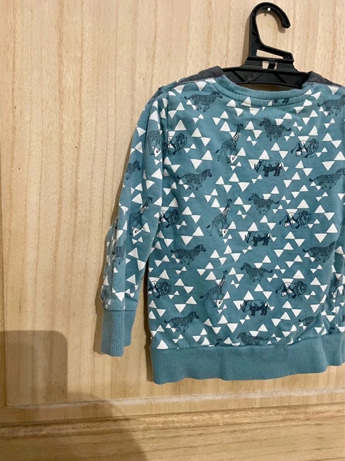 Sweat bleu vert animaux de la savane triangle 2/3 ans - photo numéro 7