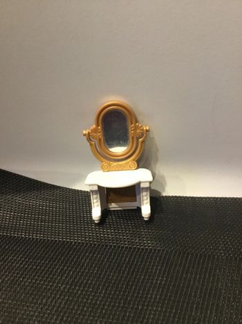 Playmobil meuble coiffeuse blanc et doré avec miroir pièces détachées maison château princesse