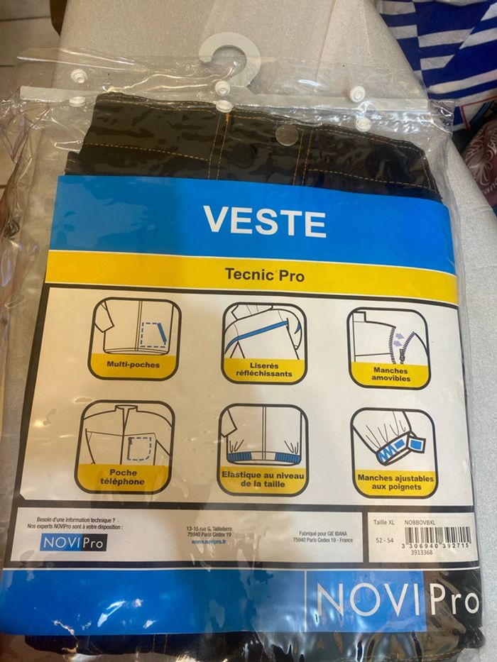 Veste manches amovibles de travail noire taille 52-54 Tecnic Pro Novipro neuve - n18h - photo numéro 5