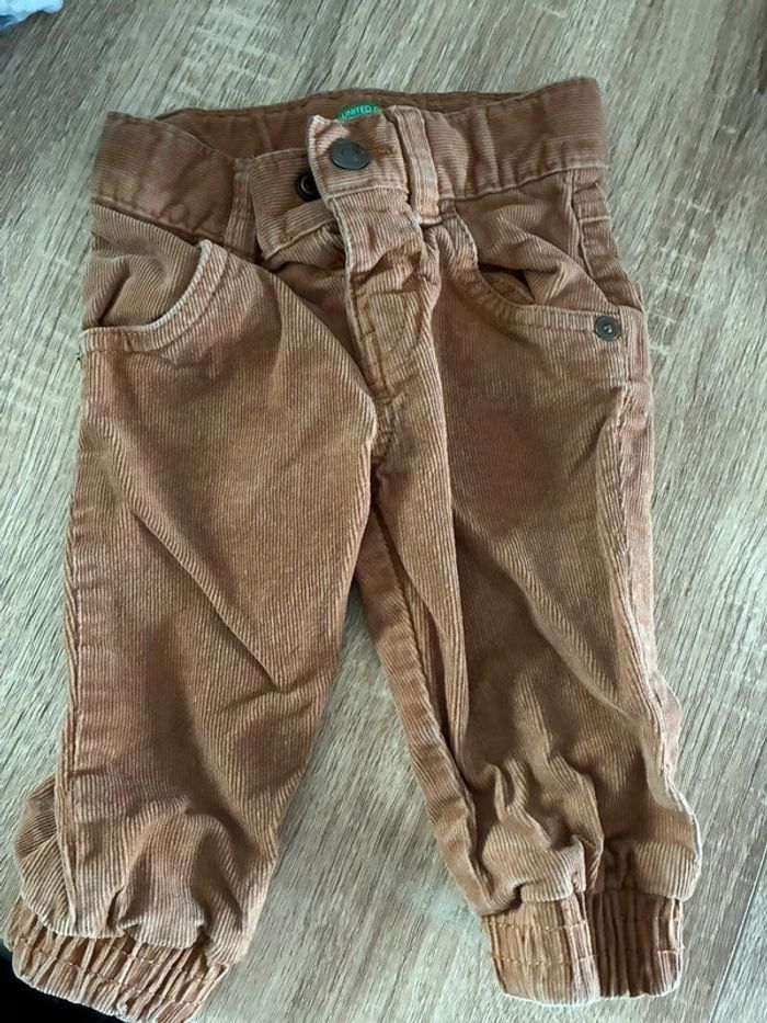 Pantalon velour beige 6 mois benetton