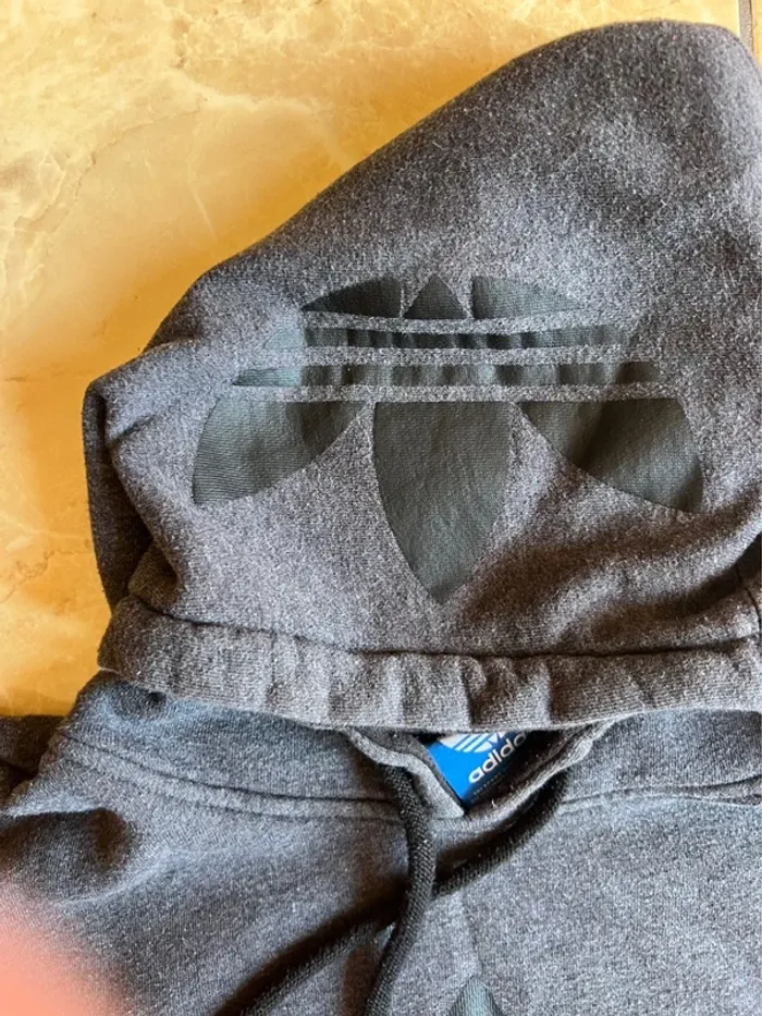Sweat à capuche adidas gris taille S - photo numéro 3
