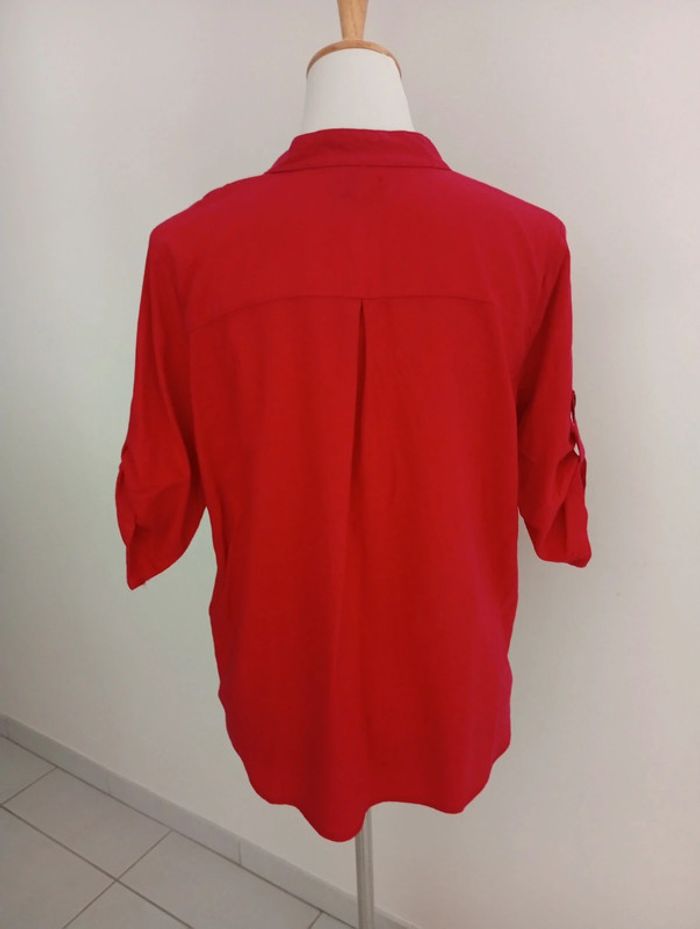 Coline - Blouse rouge taille L | Coton / manches 3/4 - photo numéro 2