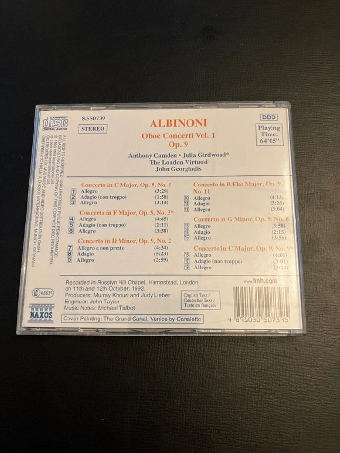 CD. Albinoni. Oboe Concerti. Vol 1. - photo numéro 2