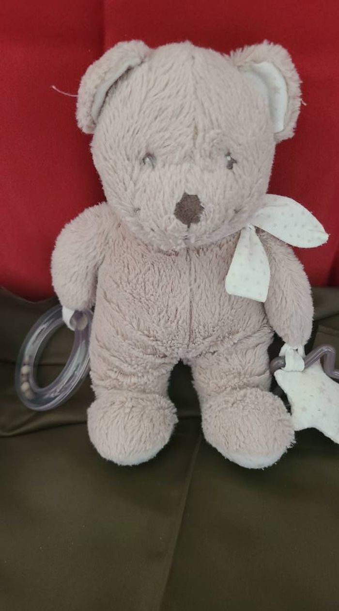 Pommette Peluche d'activité ours beige blanc étoile